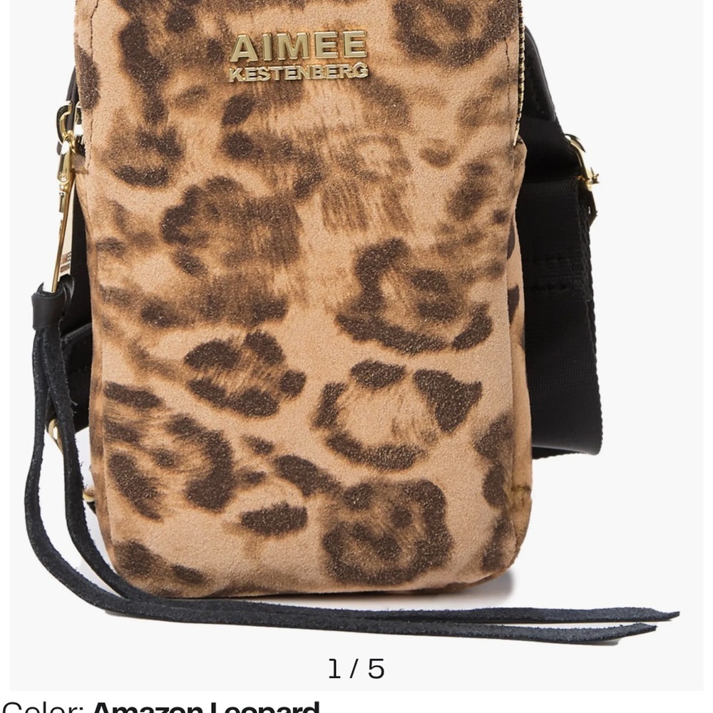 Aimee Kestenberg Brown Leopard Print capri genuine calf hair crossbody - Picture 6 of 6